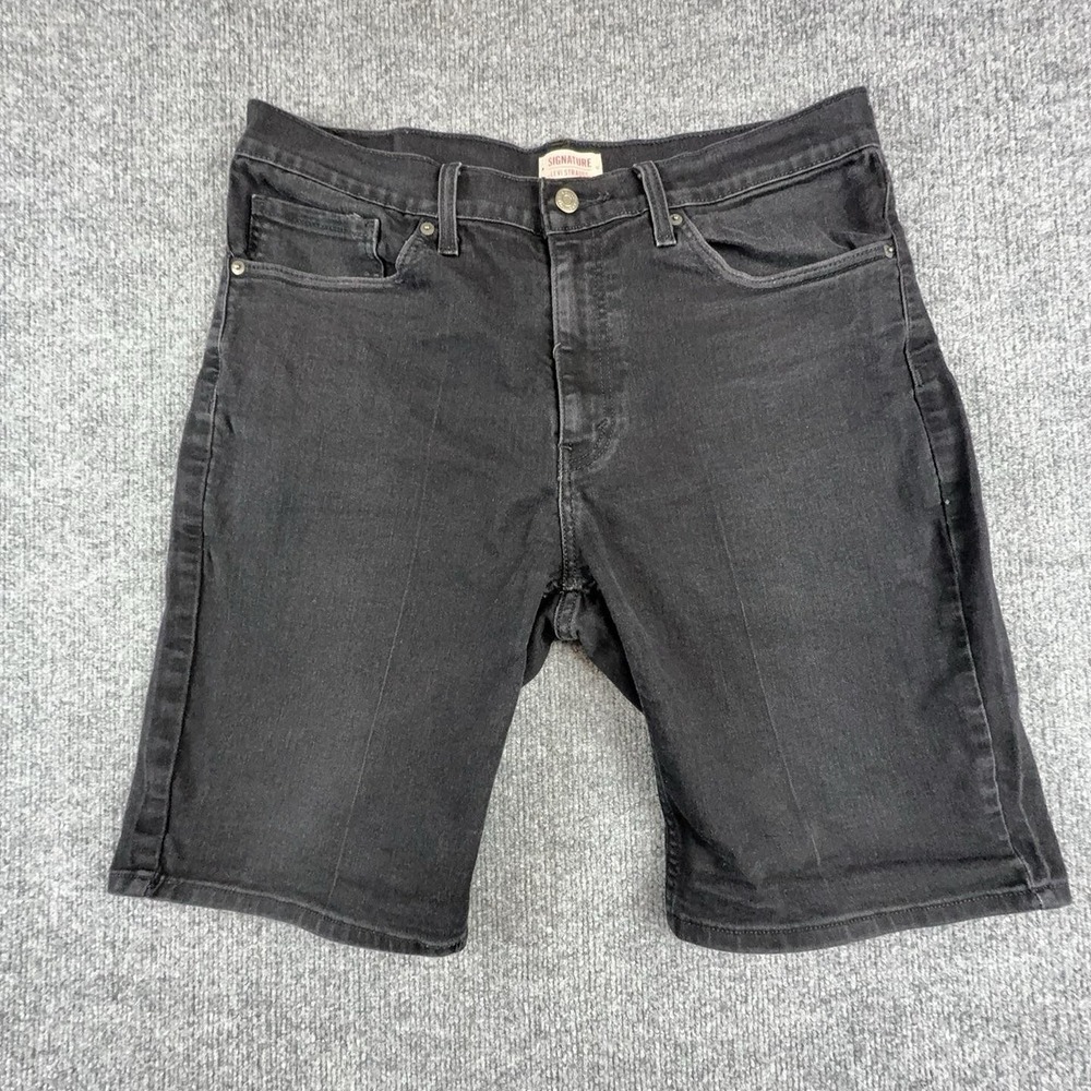 Signature By Levi Strauss Shorts Mens 34 Black Denim 10 Inseam Bermuda Casual